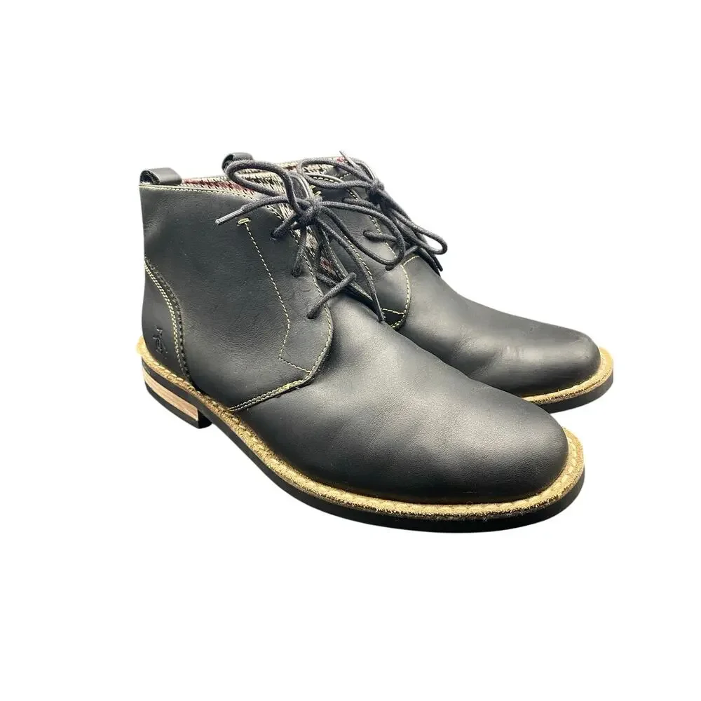 Original Penguin Black Leather Chukka Boots Men's US-8 UK 7